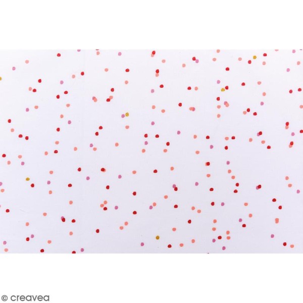 Tissu Rico - Toile de Jouy - Confettis - fond Rose - Par 10 cm (sur mesure) - Photo n°3