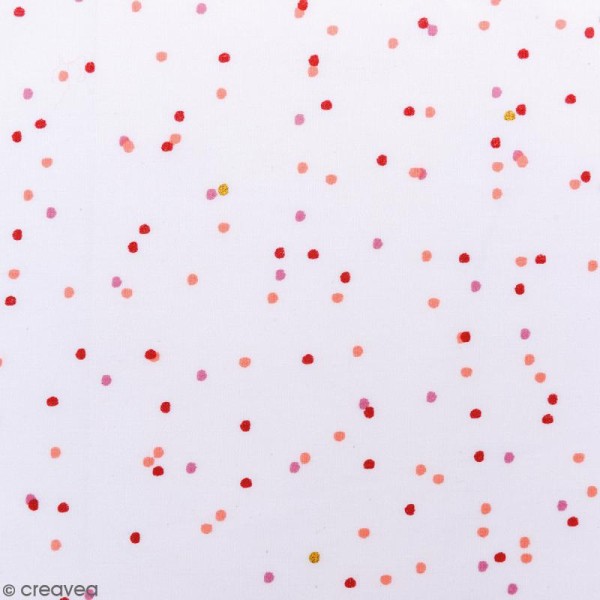 Tissu Rico - Toile de Jouy - Confettis - fond Rose - Par 10 cm (sur mesure) - Photo n°1