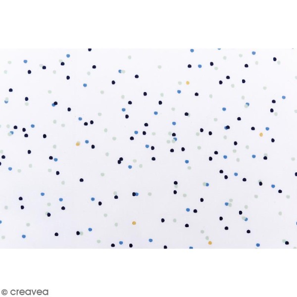 Tissu Rico - Toile de Jouy - Confettis - fond Bleu - Par 10 cm (sur mesure) - Photo n°3