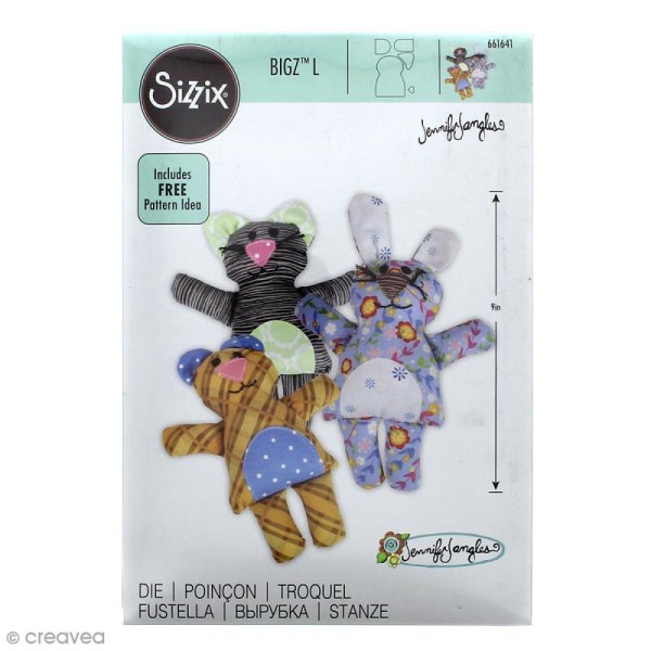 Matrice Sizzix Bigz L - Ours, Lapin, Chat - 1 pce - Photo n°1