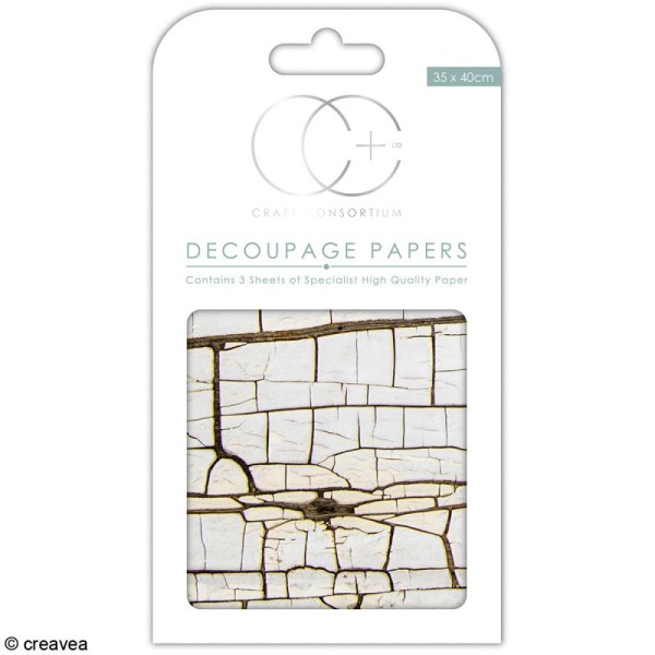 Feuilles de papier décoratif - 35 x 40 cm - Bois craquelé - 3 pcs - Photo n°1