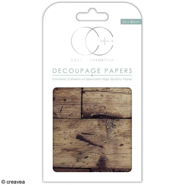 Feuilles de papier décoratif - 35 x 40 cm - Vieux parquet - 3 pcs - Photo n°1