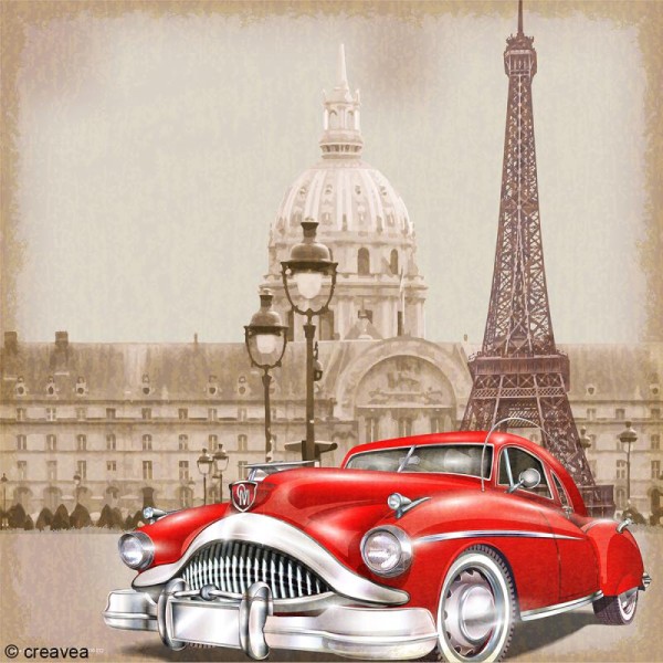 Image 3D Vintage - Voiture à Paris - 30 x 30 cm - Photo n°1