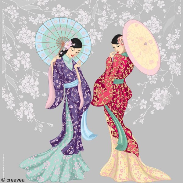 Image 3D Femme - 2 Geishas - 30 x 30 cm - Photo n°1
