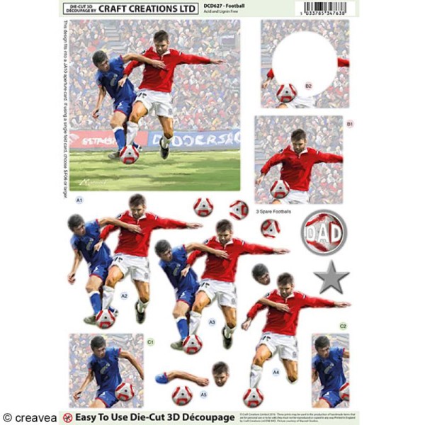 Carte 3D pré-découpée - Match de Football - 21 x 29,7 cm - Photo n°1
