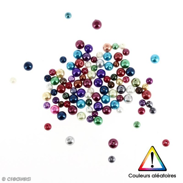 Perles rondes en verre nacrées Couleurs aléatoires - 6 à 8 mm - 100 pcs - Photo n°1