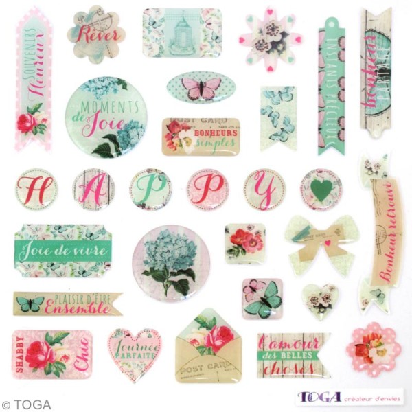 Stickers 3D Toga Fleurs et Papillons - 29 pcs - Photo n°2