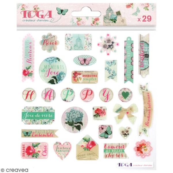 Stickers 3D Toga Fleurs et Papillons - 29 pcs - Photo n°1