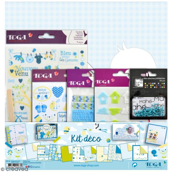 Kit scrapbooking - Bébé Bleu - Papiers & embellissements - Photo n°1