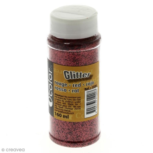 Paillettes Glitter Rouge - Salière de 160 ml - Photo n°1