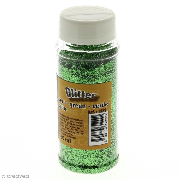 Paillettes Glitter Vert - Salière de 160 ml - Photo n°1