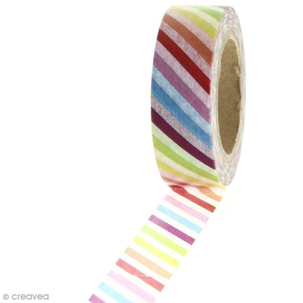 Masking tape - Rayures multicolores - 1,5 cm x 10 m - Photo n°1