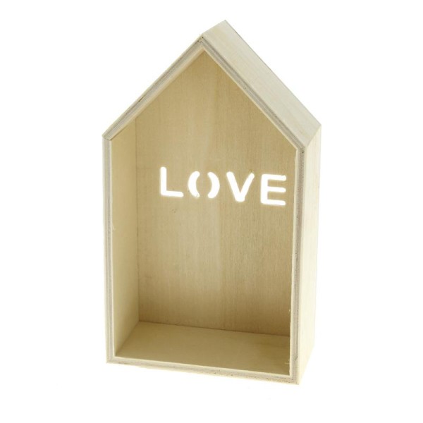 Maison Love en bois à décorer - 18 x 10,5 x 5 cm - Photo n°1