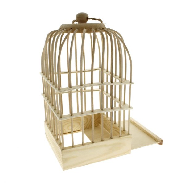 Cage à oiseaux en bois à décorer - 32 x 16,5 x 16,5 cm - Photo n°2