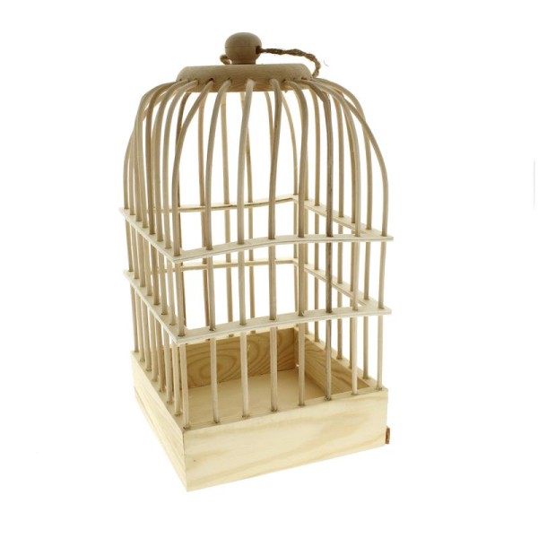Cage à oiseaux en bois à décorer - 32 x 16,5 x 16,5 cm - Photo n°1