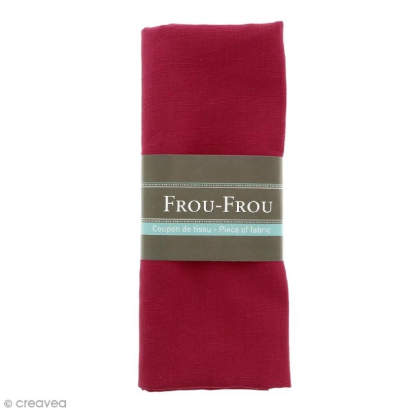 Coupon tissu Lin - Rouge rubis éclatant (708) - 140 x 60 cm - Photo n°1