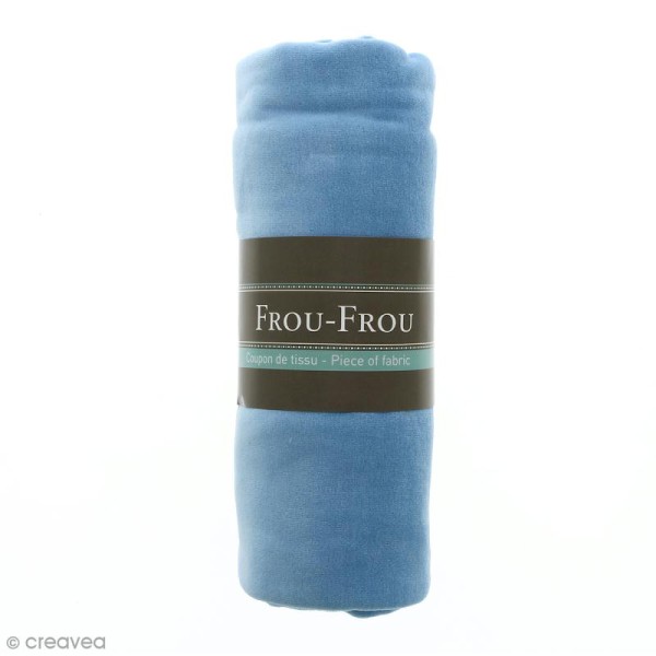 Coupon tissu Jersey Velours - Bleu Azur (622) - 150 x 60 cm - Photo n°1