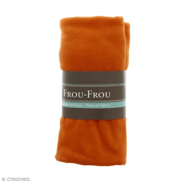 Coupon tissu Jersey Velours - Orange flamboyant (730) - 150 x 60 cm - Photo n°1