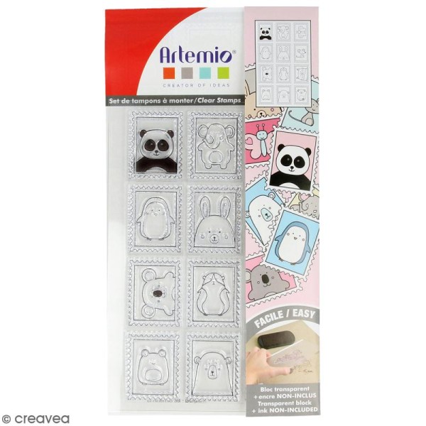 Tampon clear Artemio - Timbres Adorables - 12 pcs - Photo n°1