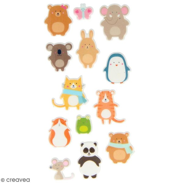 Stickers Puffies Artemio Adorable - Animaux - 13 pcs - Photo n°1