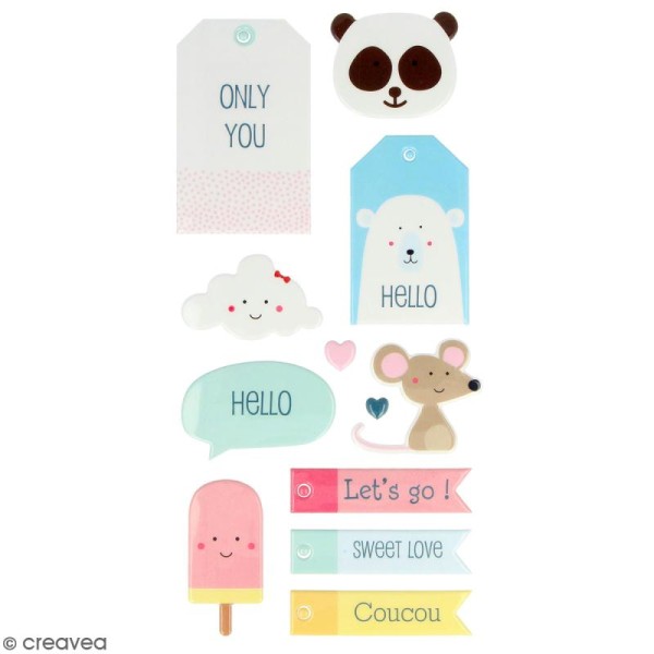 Stickers Puffies XL - 21,5 x 11 cm - Adorables animaux - 31 autocollants - Photo n°2