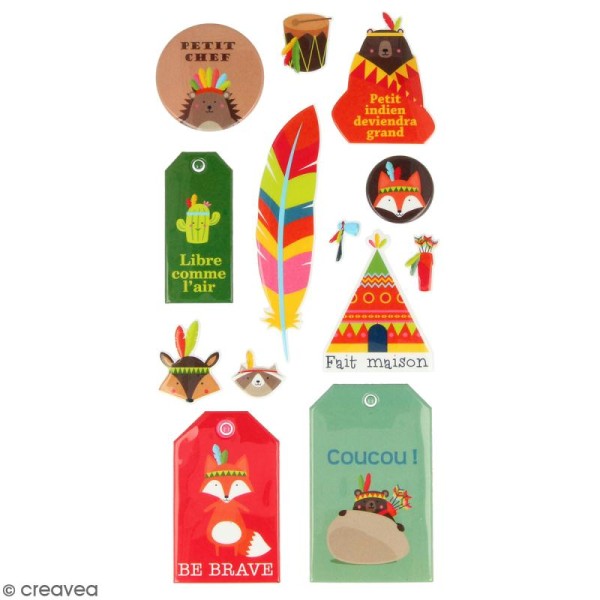 Stickers Puffies XL - 21,5 x 11 cm - Indian summer - 31 autocollants - Photo n°3