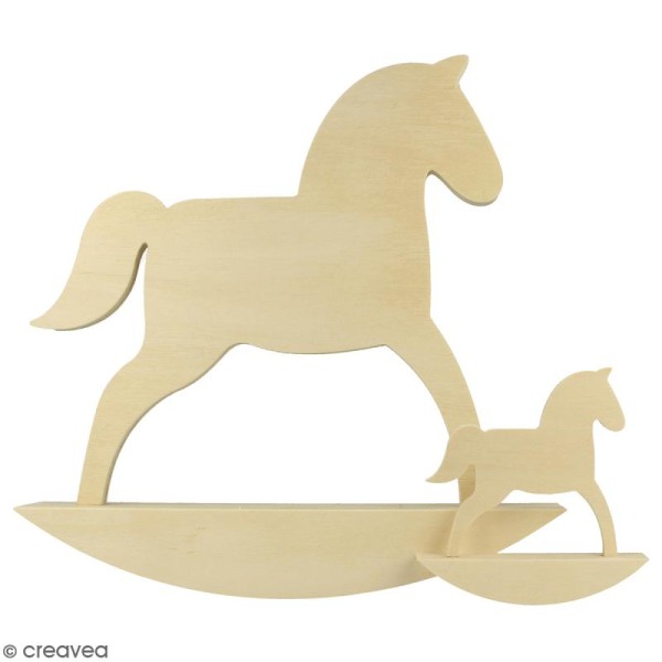Petit cheval à bascule en bois à décorer - 10 cm - 2 pcs - Photo n°1