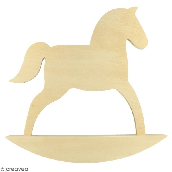Grand cheval à bascule en bois à décorer - 24,5 x 25 cm - Photo n°1