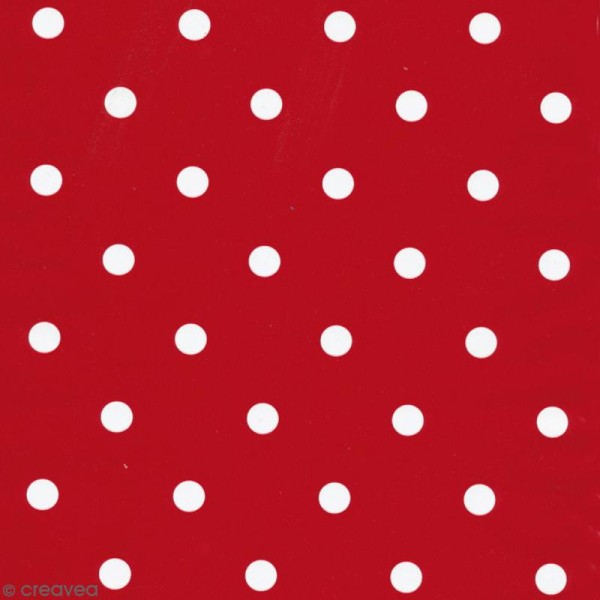 Adhésif décoratif imprimé - Rouge à pois blancs - 45 cm x 2 m - Photo n°1