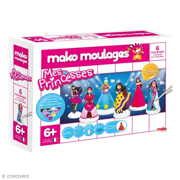 Coffret moulages en plâtre - Mes princesses - Mako moulages - 6 moules - Photo n°1