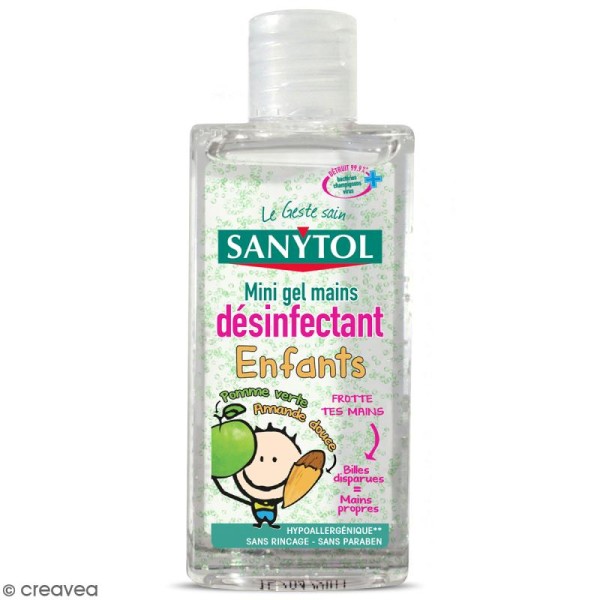 Gel mains désinfectant Enfants Sanytol - Pomme verte et Amande douce - 75 ml - Photo n°1