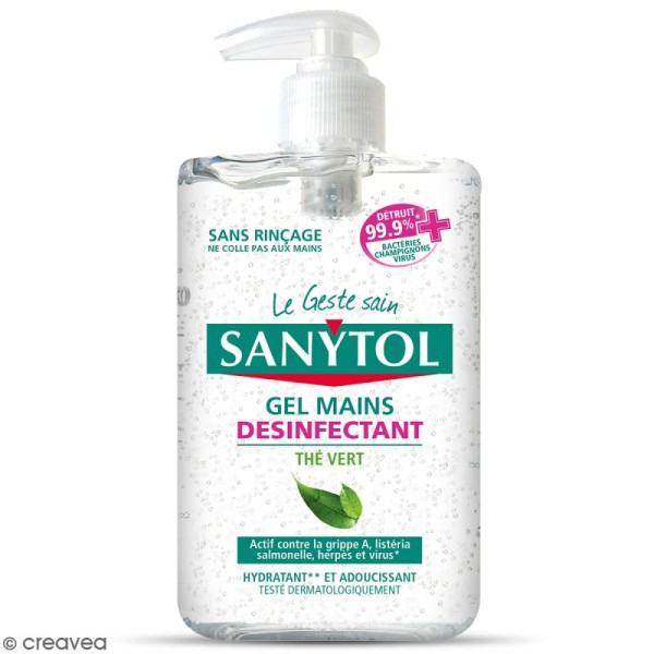 Gel mains désinfectant Format Familial Sanytol - Thé Vert - 250 ml - Photo n°1
