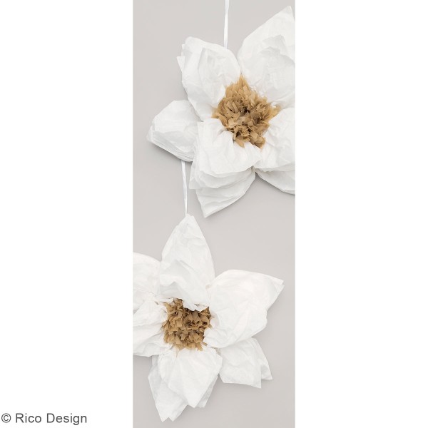 Fleurs en papier de soie - Blanc - 40 cm de diamètre - 2 pcs - Photo n°2