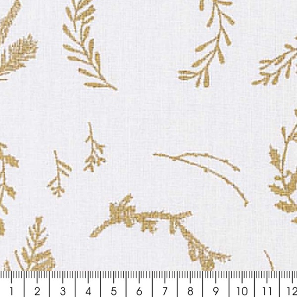 Tissu coton de Noël - Couronnes dorées - Par 10 cm - Photo n°3