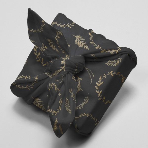 Tissu coton de Noël  - Couronnes dorées - Par 10 cm - Photo n°4