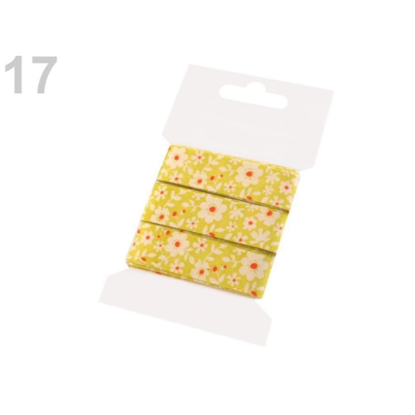 1card 17 Jaune-beige Coton Largeur du Ruban 15 - 16mm Imprimés, Fournitures d'Artisanat, de l'Artisa - Photo n°1