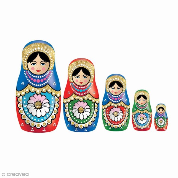 Poupées russes à paillettes à peindre Matryoshka - 5 poupées - Photo n°2