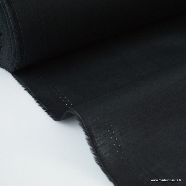 Tissu Voile de coton Noir - oeko tex - Photo n°1