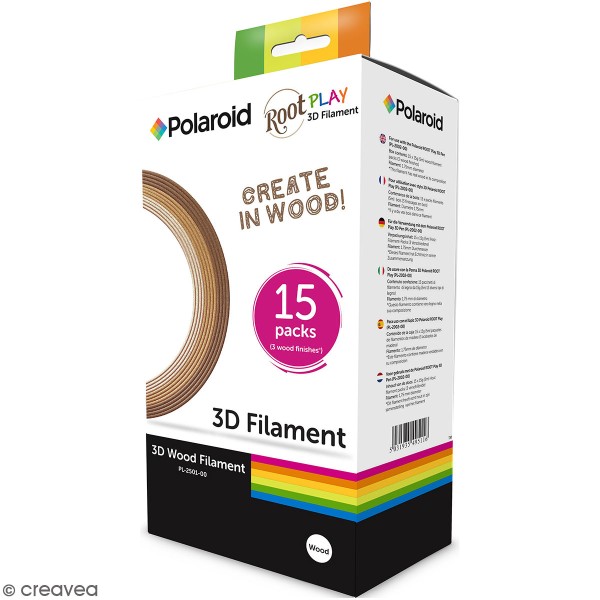 Assortiment filament Bois pour stylo 3D Polaroid - 5 m - 15 pcs - Photo n°1