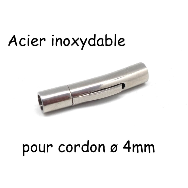 Fermoir Clip Argenté En Acier Inoxydable Pour Cuir Rond 4mm - Photo n°1