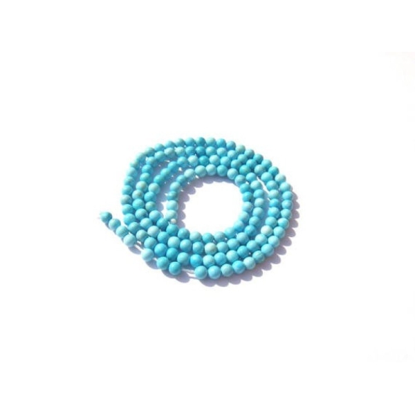 Howlite teintée façon turquoise : 20 petites perles 3 MM de diamètre - Photo n°1
