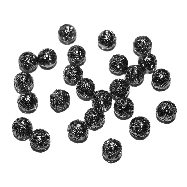 20 Perles 6mm Filigrane Gunback Rond Metal Charms - Photo n°1