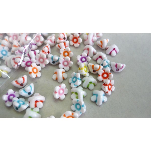 Perle fleur 10mm multicolore - Photo n°1