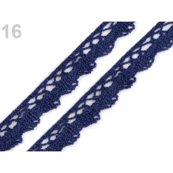 27m 16 Bleu Foncé en Coton Dentelle Garniture Largeur 15mm, emballage de Cadeau, Crochet de Coton, F - Photo n°1