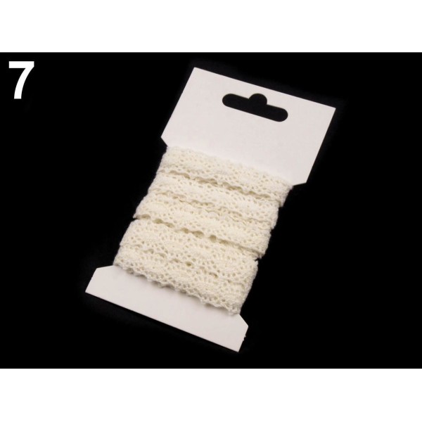1card 7 Blanc cassé en Coton Dentelle Garniture Largeur 12mm, Crochet de Coton, Fabrication de Carte - Photo n°1