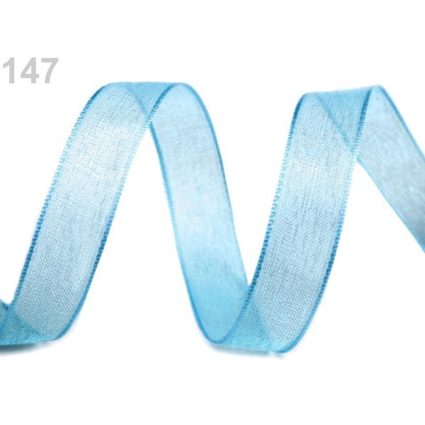 5m 147 Bébé Bleu Organza Ruban Paquets Par 5 M de Largeur 20mm, Accessoires de Cheveux, Mousseline d - Photo n°1