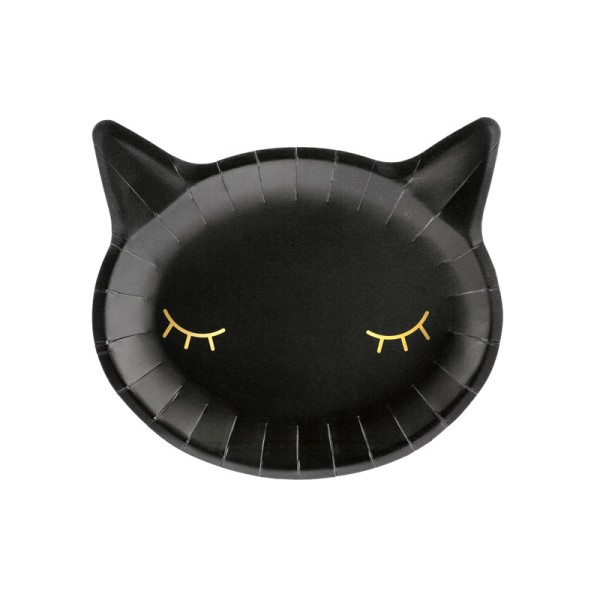 Assiette en papier chat noir x6 - Photo n°1