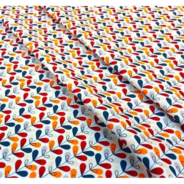 Coupon tissu Scandy pétrole orange - 50 x 50 cm - Photo n°2