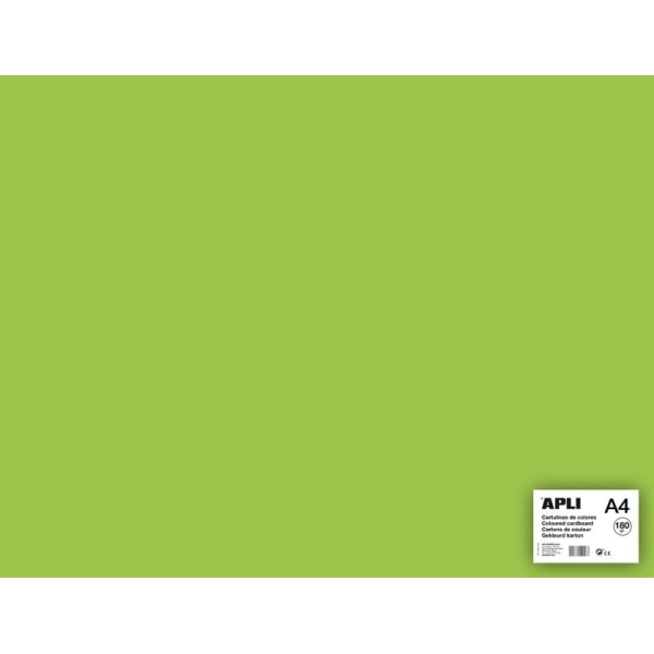Carton couleur Vert Clair A4 - APLI - 5 feuilles 180 Gr - Photo n°1