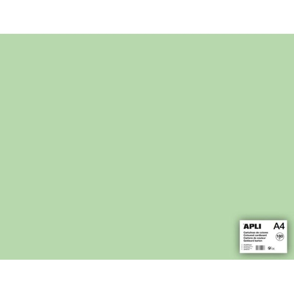 Carton couleur Vert Emeraude A4 - APLI - 5 feuilles 180 Gr - Photo n°1